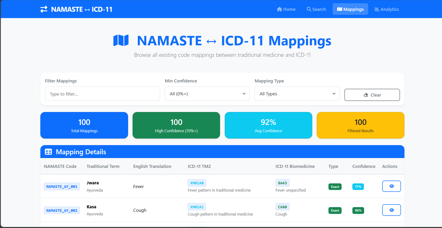 NAMASTE ICD-11 Mapping Platform